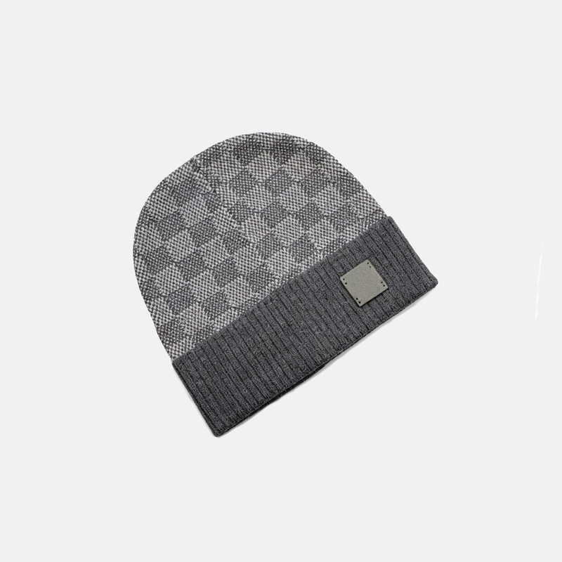 European and American Autumn and Winter New Men's Checkerboard Jacquard Knitted Wool Hat, Thin Style European and American Autumn and Winter New Men's Checkerboard Jacquard Knitted Wool Hat, Thin Style