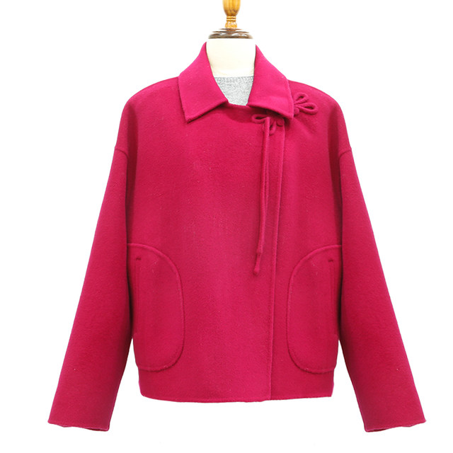 Kelusa 228912 disc buckle retro cashmere coat winter new sheep wool coat women's short top