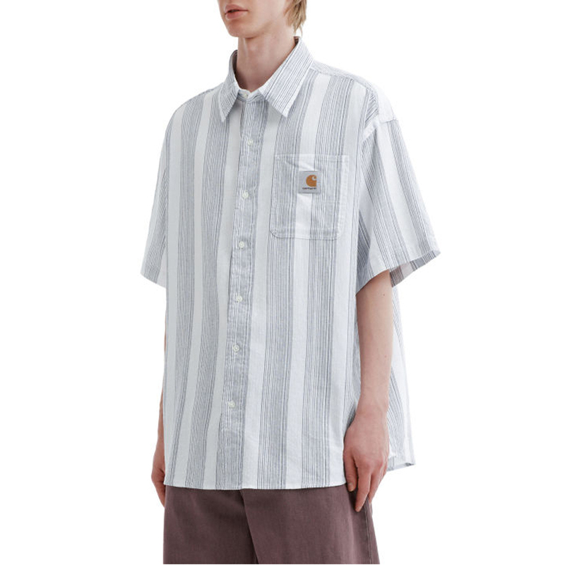 Carhartt Wip 26Ss Men's Carhartt Striped Short-Sleeved Shirt Loose Casual Workwear Style 261031Q Carhartt Wip 26Ss Men's Carhartt Striped Short-Sleeved Shirt Loose Casual Workwear Style 261031Q
