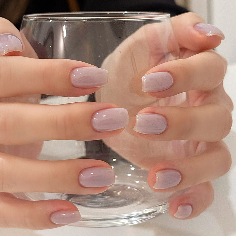 Handmade Purple Wearable Nails, Super Popular Korean Style, Instagram Pure Color Short Nails, 2026 New Summer Model, High-End Feel, Brightening Effect