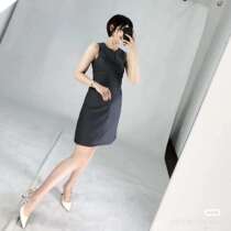 TheoryK0203604 Summer waist small V-neck wool sleeveless dress A swing F0001602