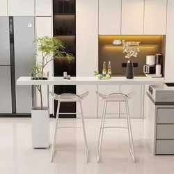 Minimalist Solid Wood Acrylic Bar Long Table Balcony Rock Board Casual Bar Table Milk Tea Shop High Table and Chair Combination