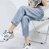 Светлые цветные джинсы, штаны, высокая талия, коллекция 2021, в корейском стиле, по фигуре, свободный прямой крой