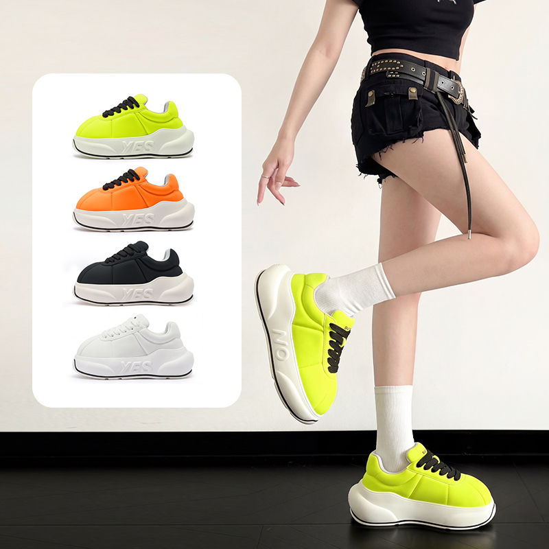 Zheng Kai's Same Style Original Electric Green Chunky Shoes, Retro Casual Sneakers, Height-Increasing Trendy Versatile Running Shoes