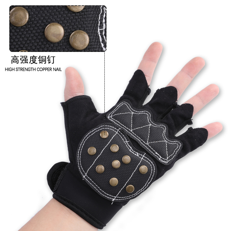Crazy family professional roller skating with nail gloves Roller skates skating shoes Protective gear Palm protection Men and women half finger adult hand protection