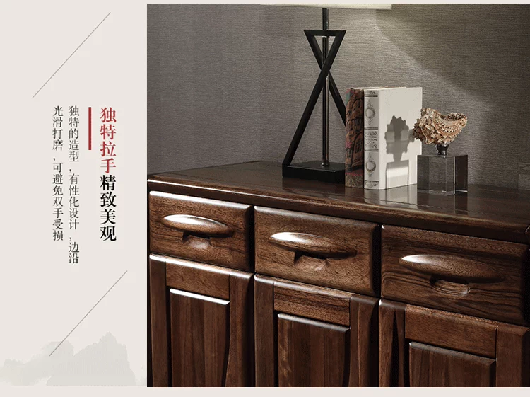 Giajiaquan tủ giày gỗ rắn dây vàng đen óc chó ba cánh tủ đựng đồ tủ đựng đồ nội thất tối giản hiện đại - Buồng