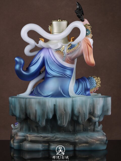 Mountain God Statue, Han White Marble Mountain God Statue, Buddhist Hall Entrance, Household Worship, Mountain God Bodhisattva Statue, Sitting on the Mountain with Tiger and Mountain Lord