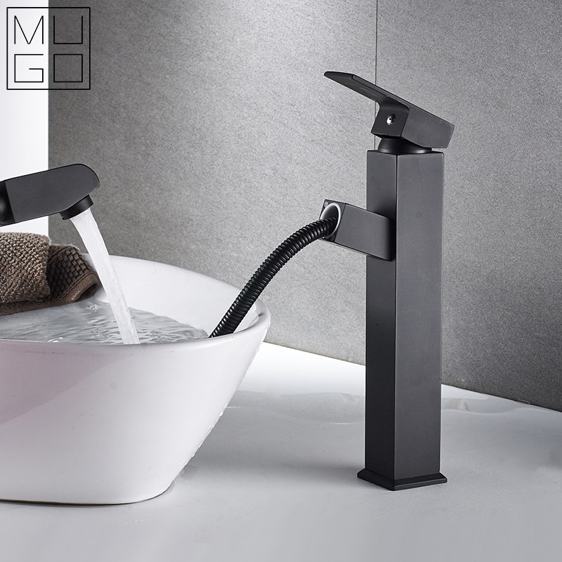 Table basin tap pull-out hot and cold plus high black make-up room washbasin washbasin Basin Faucet Flex