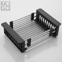 Sink sink drain rack Vegetable basin drain basket ABS stainless steel kitchen vegetable basket leaky pool filter telescopic