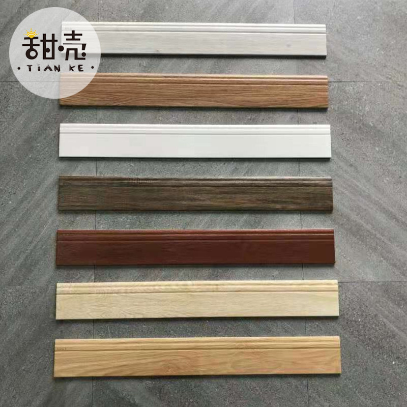Wood grain skirting board all porcelain antique brick skirting line Nordic living room tile European waist line floor tile 100x800