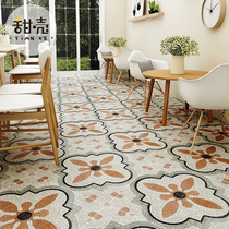 Color water grinding stone tiles 600X600 patio garden floor tiles Dining Room Dining Room Imitation Ancient Brick Balcony Retro Flower Brick