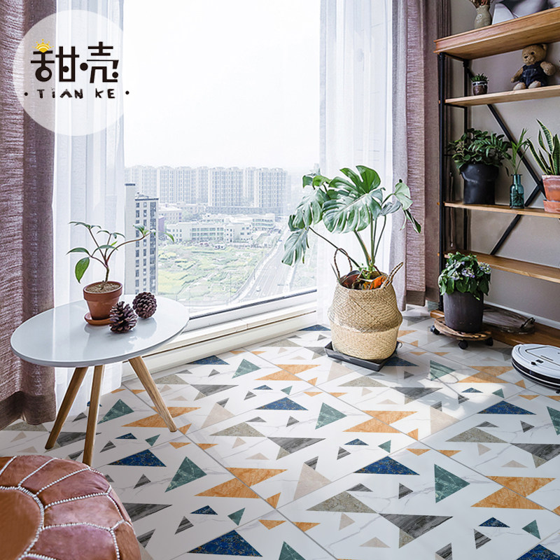 Balcony tile 600X600 color geometric terrazzo powder room kitchen Nordic tile bathroom non-slip floor tile
