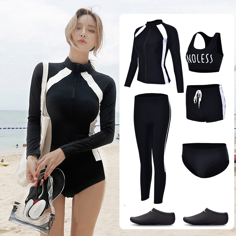 Korean Dive Couple Couple Snorkel Swimsuit Conservatively thin Skin Sleeve Sky Sky Dry Surf Dry Jellfish