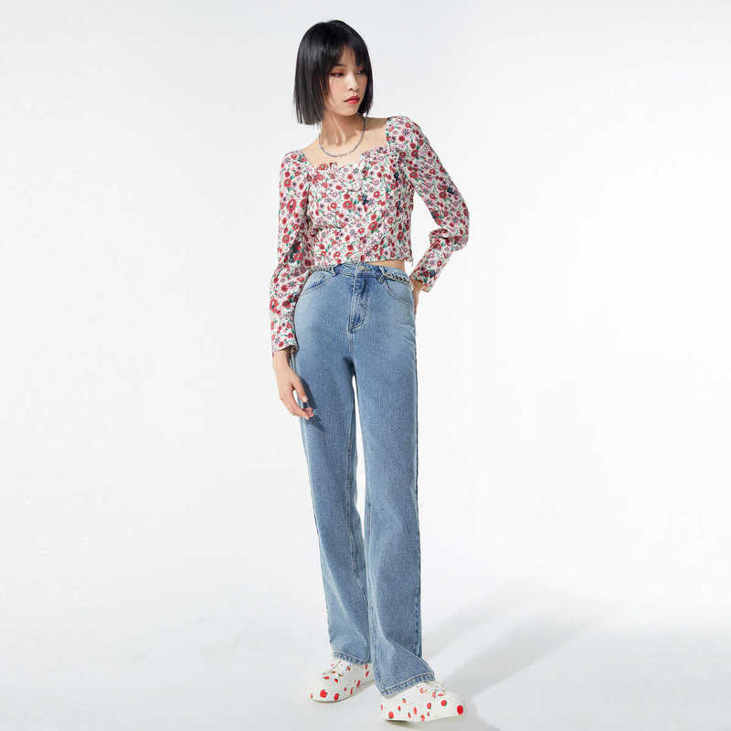 [Disney Collaboration] Bird Spring/Summer New Floral Chiffon Shirt for Women A6Cdb2A74