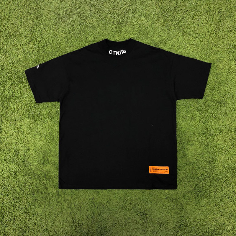 Heron Preston 20Ss Turtleneck Tee Crane Hp Small Turtleneck Letter Embroidered Short-Sleeved T-Shirt