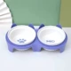 Керамическая двойная чаша + фиолетовая утечка пищевая подставка