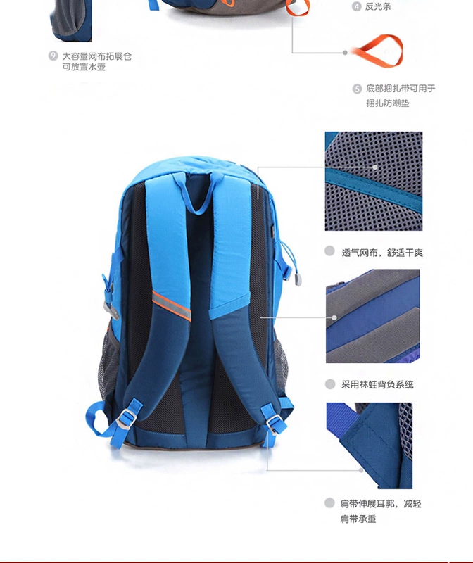 Túi đeo leo núi Pathfinder Túi dành cho nam và nữ ngoài trời 30L Ba lô Ba lô ZEBF80609 balo da