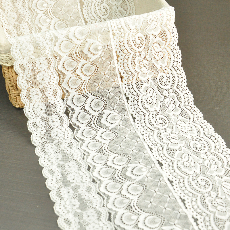 White Wide Elastic Lace Trim DIY Handmade Headwear Skirt Hem Bedding Tube Top Underwear Sun Protection Sleeve Decoration