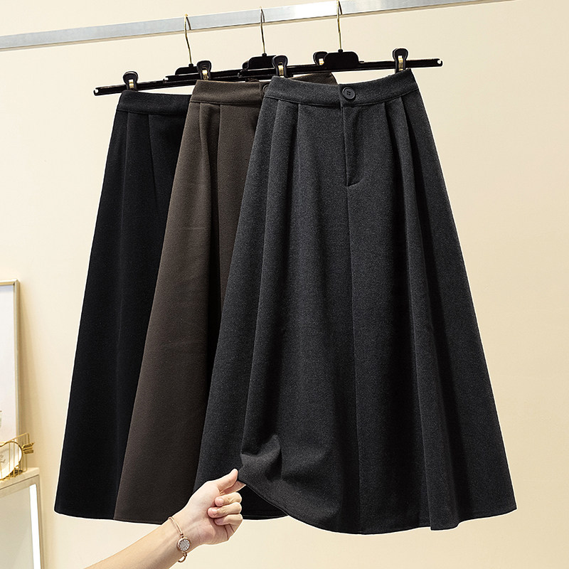 Gross retro half body dress autumn winter Women's new high waist a long version of the slim fit Thickened Umbrella Skirt Large Hem Skirt