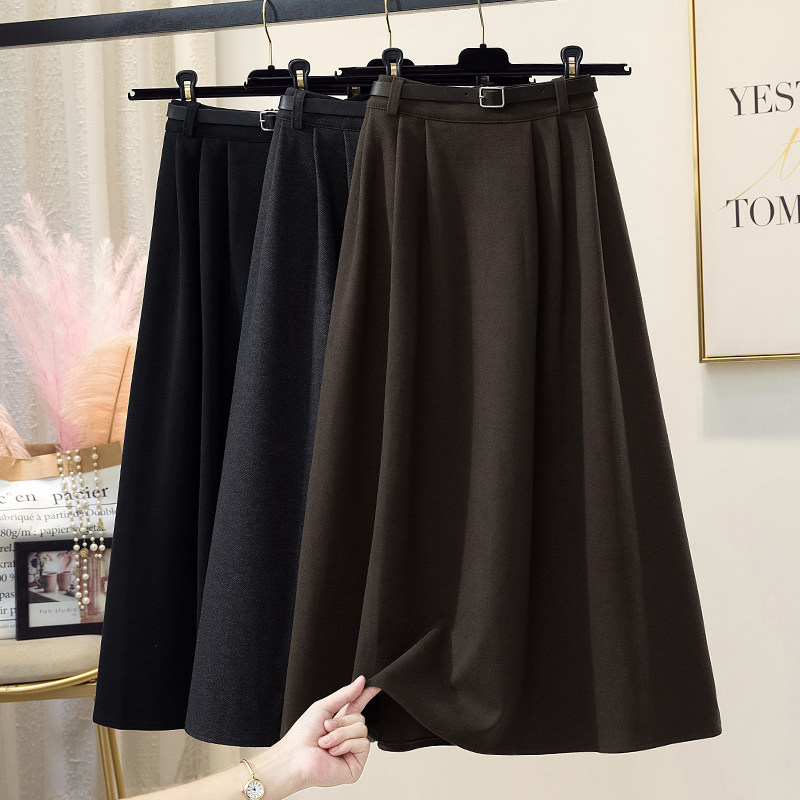 Mao's Han version a character half-body skirt Women's autumn winter high waist new umbrella skirt design feeling small and medium long version of the shade skirt