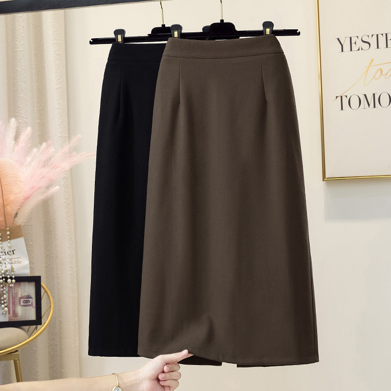 Gross New Half Body Skirt Woman Autumn Winter High Purse Hip Skirt Mid long version open fork Step dress Supper 100 lap straight cylinder dress