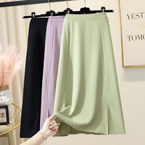 Chiffon split skirt skirt womens summer dress high waist small man hips slim hanging long A- line dress