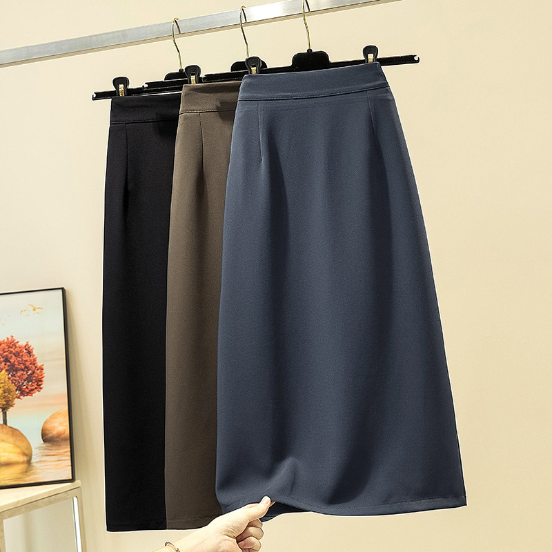 High Waist Open Fork Suit Half Body Skirt Woman summer medium long version Package Hip Skirt Step Skirt Pendant sense Temperament Tooling Skirt