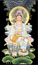 Handmade portrait of Pure Land Avalokitesvara Bodhisattva 014 photo paper double-sided plastic sealed Om Mani Padme Hum