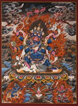 Become acquainted with Buddhas portrait tantric protector six-armed Mahakala portrait thangka photo paper double-sided plastic seal A