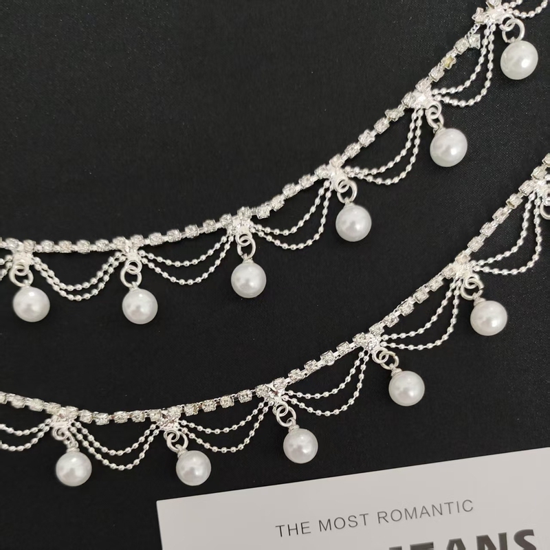 New Style Pendant Pearl Tassel Chain DIY Wedding Dress Veil Collar Shoe Bag Decoration Hand-Sewn Rhinestone Chain Jewelry Handmade