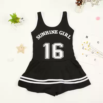 Children's swimsuit girl's one-piece swimsuit Korean version of sports print sunscreen flat Corner Children's hot spring swimsuit manufacturers