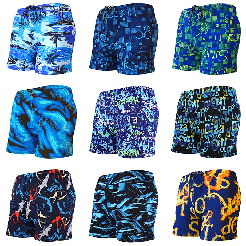 Swimming trunks men's flat angle loose fat large size anti-embarrassing swimming trunks swimsuit adult hot spring swimming shorts manufacturers