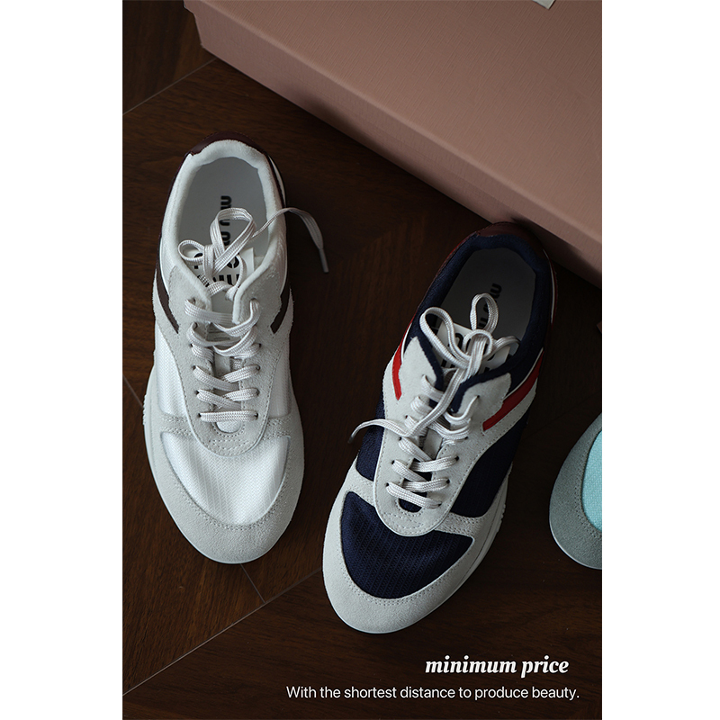 Memorial Mount Runway Style Retro Color-Blocked Flat Casual German Training Shoes Breathable Mesh Sneakers for Women