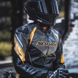 Saiyu leather motorcycle riding service men and women in winter warm anti -falling wear -resistant motorcycle racing jacket knight
