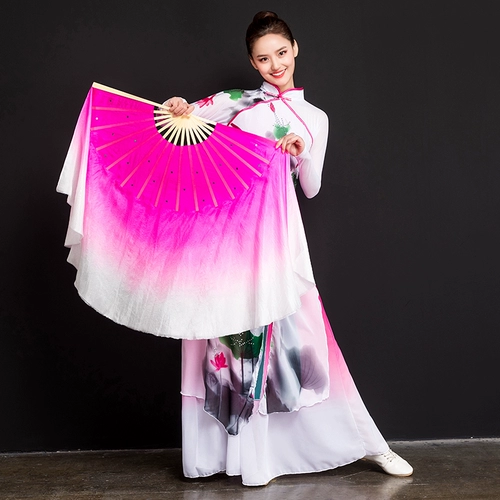 Настоящий шелк поклонник танца расширенного взрослого взрослого двойного выступления янгера Big Fan Gradient Show Color Performance Fan Fan