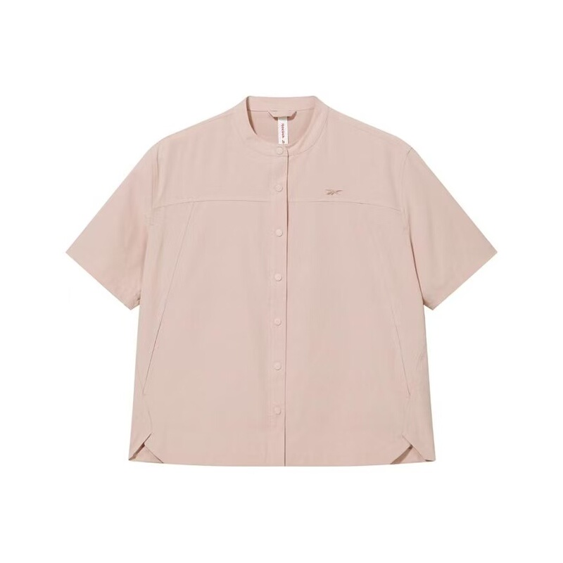 Reebok Solid Color Brand Loge Round Neck Casual Woven Short-Sleeved Shirt for Women