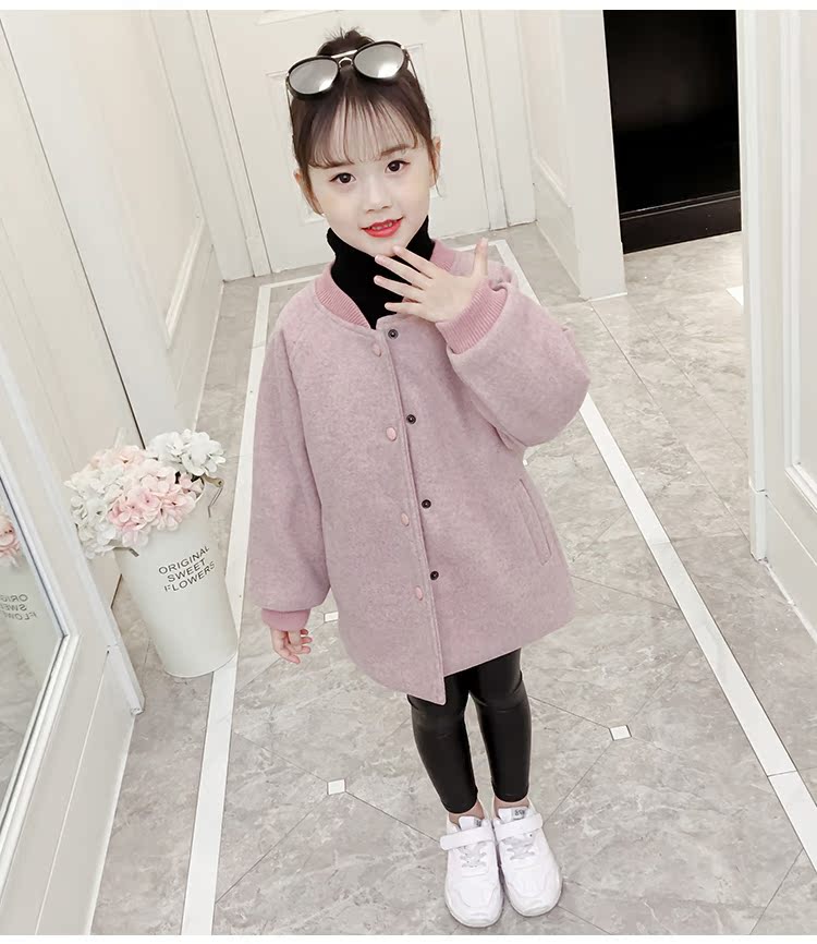 Áo len bé gái mùa thu đông 2018 phiên bản mới của Hàn Quốc áo len dày cho trẻ em nước ngoài bông mùa đông áo khoác da bé gái
