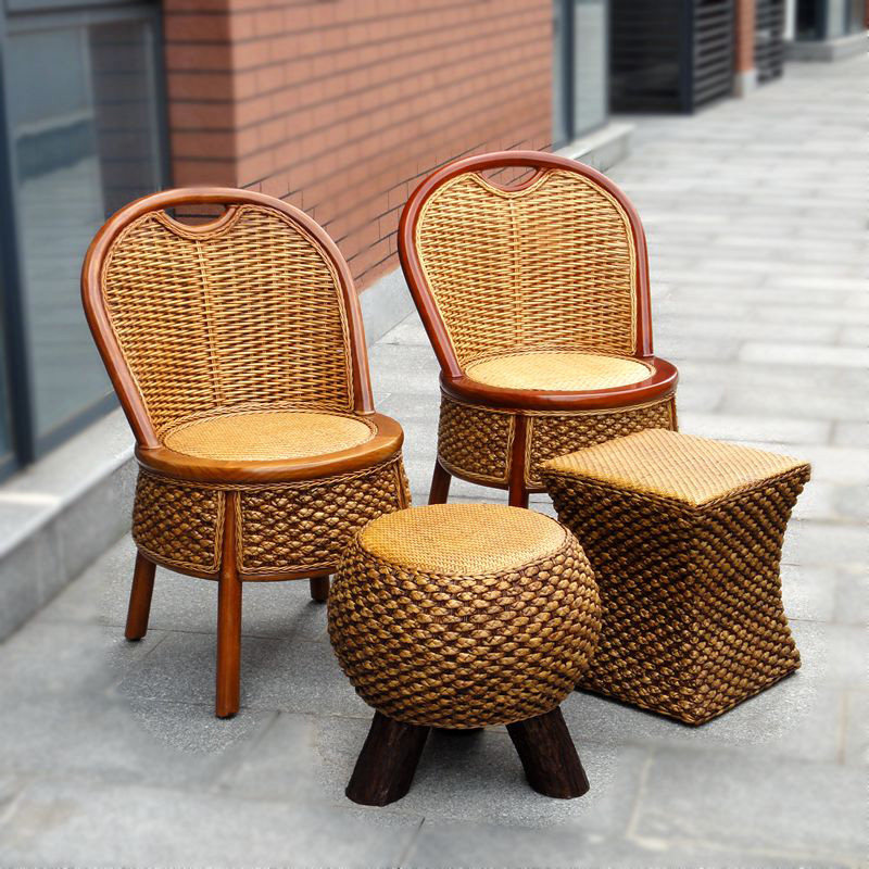 Natural vine chair chair chair singles round stool household small chair leisure balcony chair solid wood