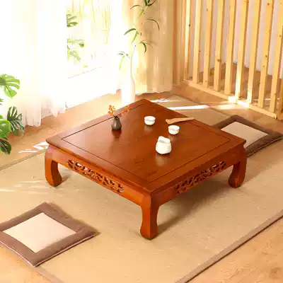 Old Elm small square table Kang table tatami tea table low table Zen Chinese tea table solid wood household low table
