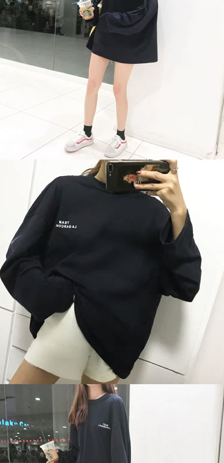 Áo thun nữ in hip-hop thủy triều hàng đầu Harajuku bf gió sinh viên lỏng lẻo hoang dã áo thun nữ tay lỡ
