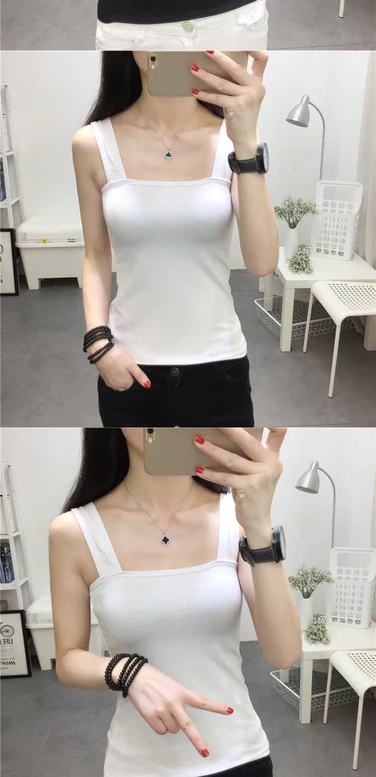 Áo yếm nữ tay lửng mùa hè 2018 mới mặc áo ngoài đáy quần màu rắn bên trong áo sơ mi giảm béo áo ba lỗ nữ cách điệu