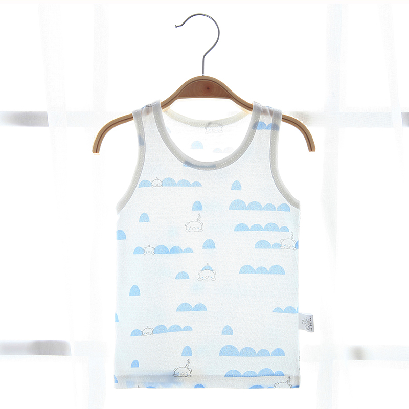 Bé sling vest cotton mỏng mới bé gái bụng mặc cậu bé không tay đầu.