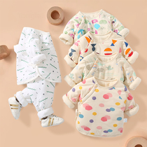 Baby warm cotton suit lace-up belly belly thickened baby cotton cotton newborn clothes autumn and winter