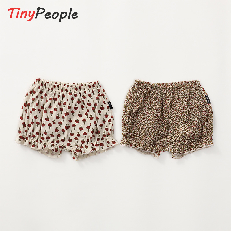 Tinypeople Small Floral Baby Cotton Gauze Breathable Shorts for Girls, Summer Thin Style Infant Pure Cotton Bloomers Tinypeople Small Floral Baby Cotton Gauze Breathable Shorts for Girls, Summer Thin Style Infant Pure Cotton Bloomers