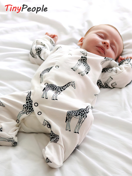 Tinypeople Infant Footed Romper Spring and Autumn Cute Fashionable Deer Print Baby Open-Crotch Outdoor Clothing — 2