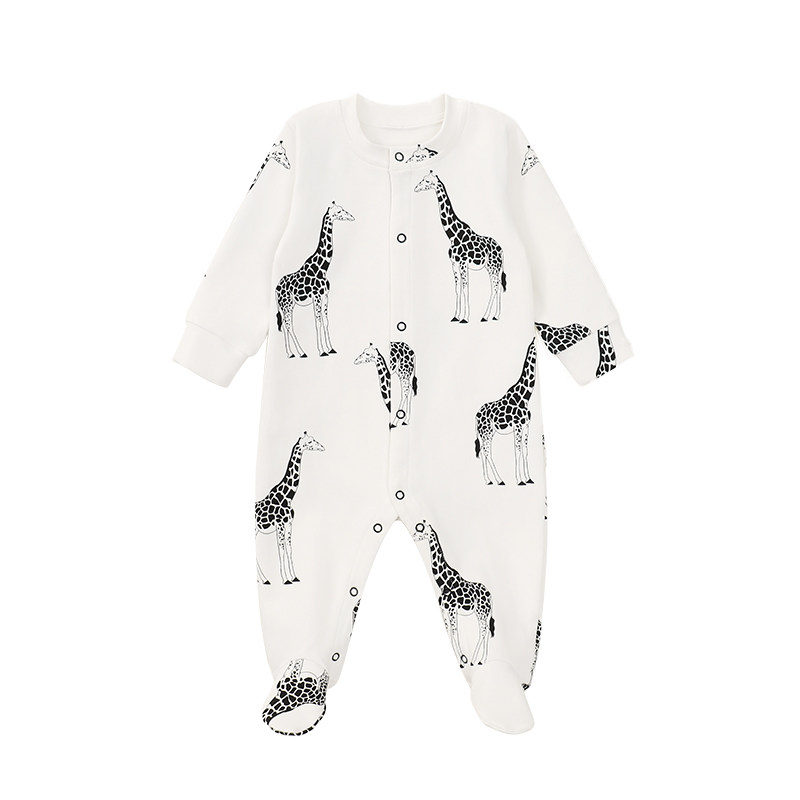 Tinypeople Infant Footed Romper Spring and Autumn Cute Fashionable Deer Print Baby Open-Crotch Outdoor Clothing — 1