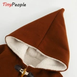 Скандинавское брендовое детское демисезонное шерстяное пальто, длинная толстовка с капюшоном, детская одежда, средней длины