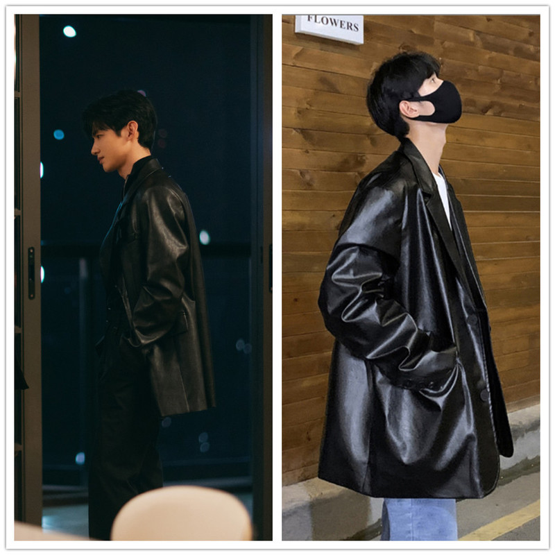 Hard to Convince to Wear It: Sang Yan and Bai Jingting's Same Style Jacket, Spring and Autumn Suit, Oversized, Niche Biker Style, Vintage Leather Jacket