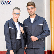 uhx cotton long sleeve welding work clothes men wear-resistant thin long sleeves summer auto repair uniforms labor insurance uniforms