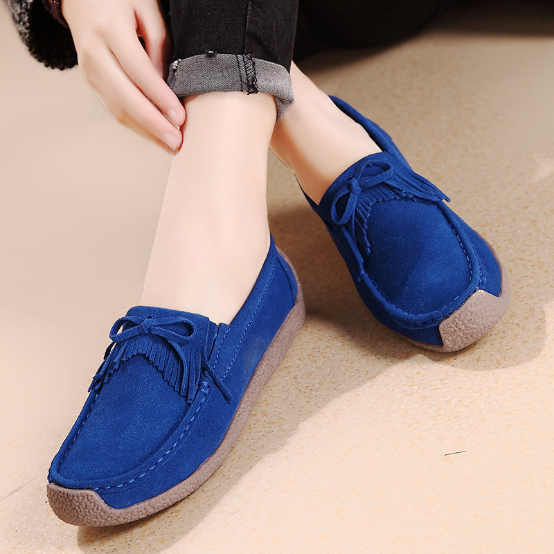 Blue2018 new pattern  Flat heel leisure time Women's Shoes Women Casual shoes female genuine leather Korean version Flat bottom Women's shoes
